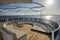 Table and chairs on deck of a luxury motor yacht