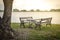 table and chairs in relaxing zone at park