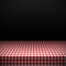 Table covered with checkered tablecloth