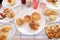 Table with delicacies on the plates