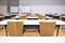 Table desk with seats in Classroom Education Concept