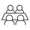 Table discussion icon outline vector. People talk