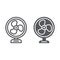 Table fan line and glyph icon, propeller and electric, air cooler sign, vector graphics, a linear pattern on a white