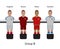 Table football game. foosball soccer player set. England, Russia, Wales, Slovakia