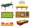 Table games concept and different sporting equipment