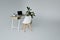 Table with laptop, flowerpot, books, green