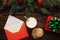 On the table is a letter with wishes for Christmas, as well as treats for Santa Claus