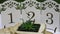 Table number card from one to three. Perfect for wedding or anniversary design - Decoration with houseleeks in a wooden pot