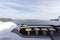 Table with seats and the view at the sea and volcano, Oia, Santorini (Thera) - The Cyclades - Greece