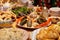 Table served with Uzbek traditional dishes