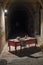 Table set inside a cloister