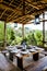 Table set in an outside hut with beatiful views to the forest