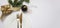 Table setting, xmas, new year. Gold cutlery on white set of dishes, white background