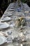 Table settings for dinner with folks attending benefit dinner, Foodie festival Encinitas, California, 2016