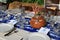 Table settings for dinner with folks attending benefit dinner, Foodie festival Encinitas, California, 2016