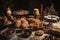 table spread with holiday cookies and pastries, ready for gifting