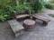 Table and stone chairs in the park