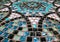 Table surface made of glass mosaic