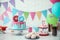 Table with sweets prepared for Birthday party