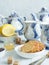Table tea set for afternoon tea biscuits lemon jam.