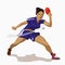 Table Tennis Player Female Vector. Receives The Ball. Stylized Player. Isolated Flat Cartoon. Athletic lifestyle in flat cartoon