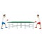 Table tennis. Two players playing ping pong, vector illustration