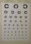 Table to check visual acuity hanging on the wall