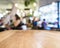Table top with Blurred People Cafe Shop interior background