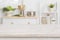 Table top and defocused kitchen interior as background