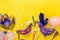 Table top view aerial image of beautiful colorful carnival season or photo booth prop Mardi Gras background.