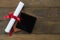 Table top view aerial image of Graduation of education season background