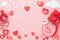 Table top view image of decoration valentine`s day background concept