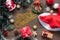 Table top view of image decorations & ornaments merry Christmas