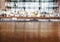 Table top wooden counter with Bar Blurred Background