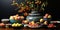 A table topped with bowls and bowls of fruit, AI