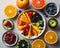 A table topped with bowls filled with different types of fruit. Made with artificial intelligence (AI)