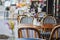 Table of traditional Parisian outdoor cafe