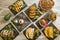 Table with typical Mexican food seen from above