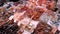 A table with a various seafood at Nishiki market in Kyoto, Japan.