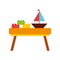 Table wooden with toys