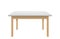 Table wooden with white surface. Kitchen contemporary table top with stylish plastic decor.