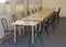 Tables and chairs in the dining room in the tent