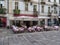 Tables of restaurant terrace deserted after the resurgence of cases of contagion of the pandemic