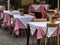 Tables of restaurant terrace deserted after the resurgence of cases of contagion of the pandemic