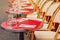 Tables of traditional outdoor French cafe in Paris