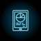 Tablet, analytics blue neon icon. Simple thin line, outline vector of saving money icons for ui and ux, website or mobile