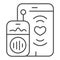 Tablet and Baby-radio thin line icon. Baby nanny connected to the tablet outline style pictogram on white background