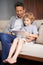 Tablet, child or grandpa streaming movie or film on online subscription in retirement at home to relax. Family