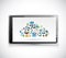 Tablet cloud computing icons illustration design