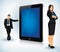 Tablet device with business people